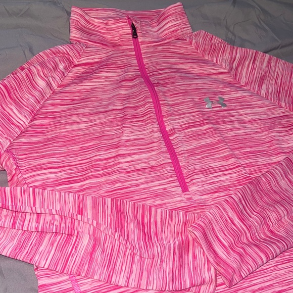 Under Armour Tech Pink White Half Zip Twist UA Tech Wick Shirt Top - Picture 8 of 10